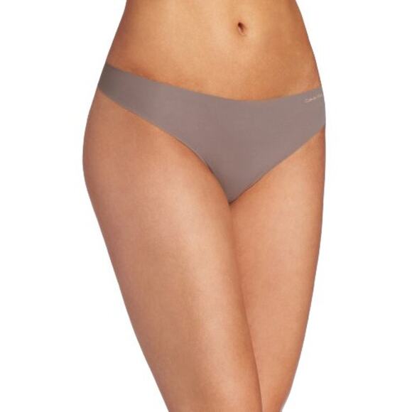 Calvin Klein 2 Pk Invisibles French Roast White NEW Thong Underwear Panty Small - Picture 1 of 5